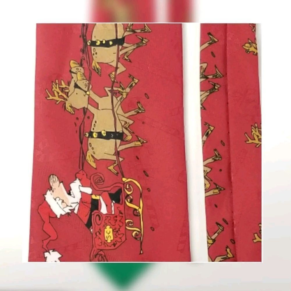 Hallmark Men's Red Santa & Reindeer Necktie